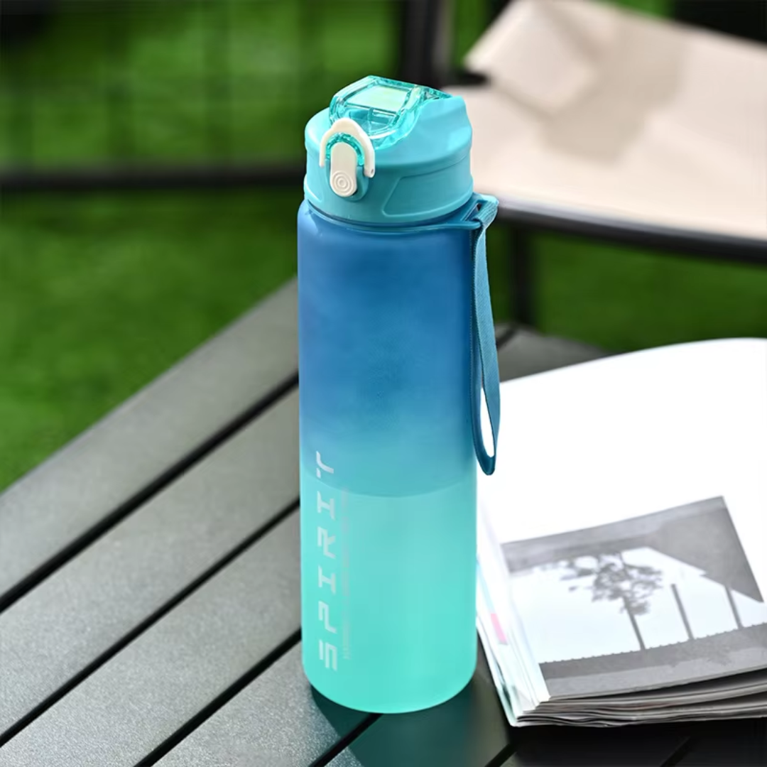 1L Large Capacity Leakproof Sports Water Bottle-Black White-Nora Luxe