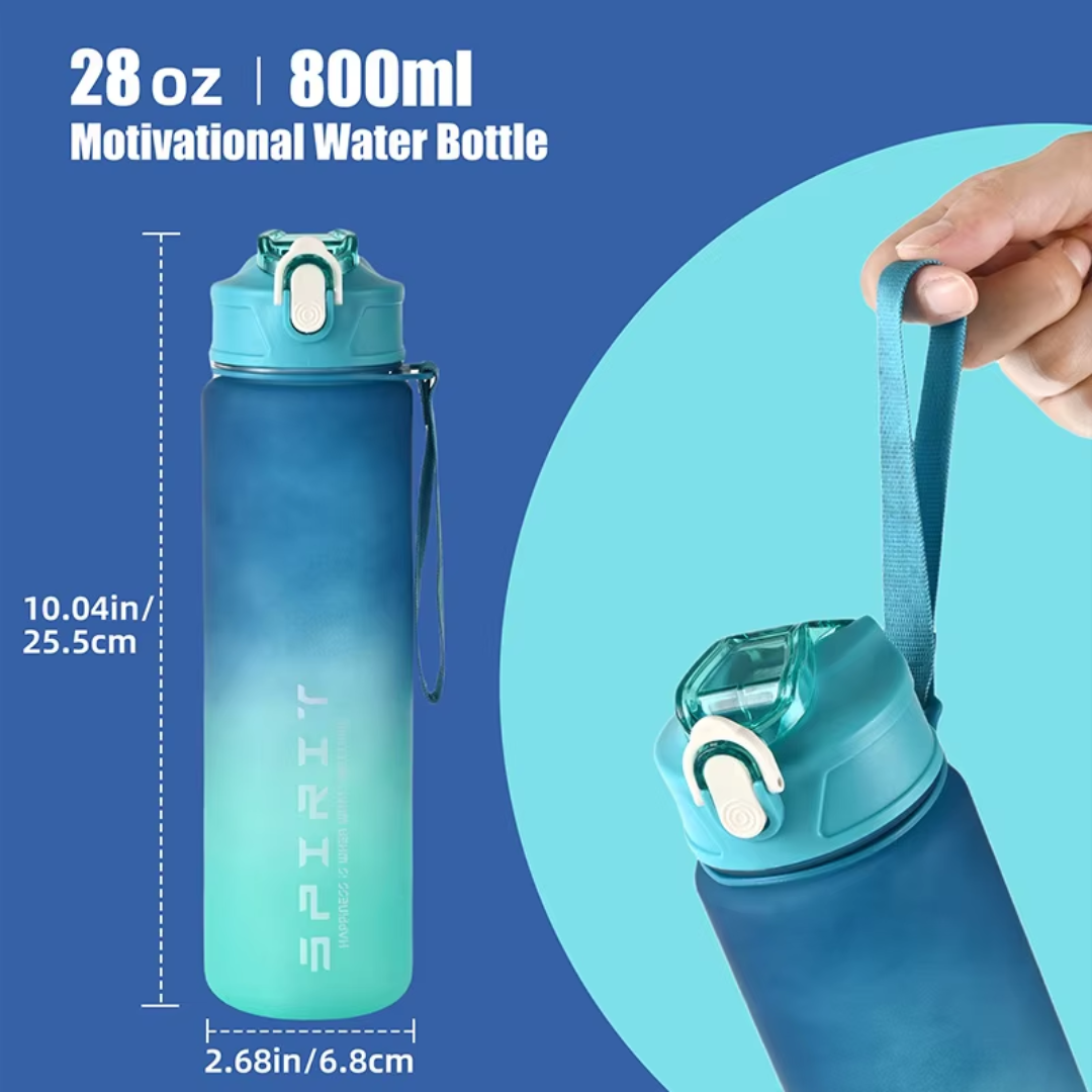 1L Large Capacity Leakproof Sports Water Bottle-Black White-Nora Luxe