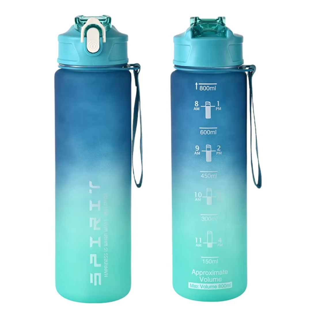 1L Large Capacity Leakproof Sports Water Bottle-Blue Green-Nora Luxe