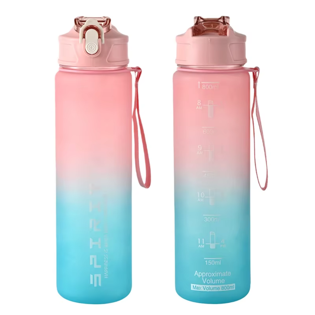 1L Large Capacity Leakproof Sports Water Bottle-Pink Green-Nora Luxe