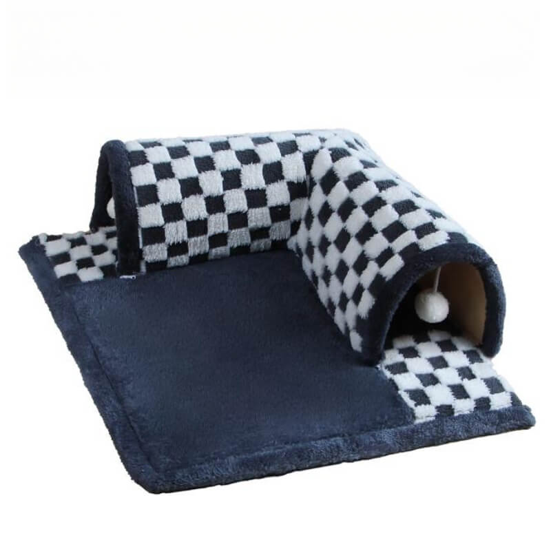 2-in-1 Cat Tunnel Bed - FurryFun-Black-S-Nora Luxe