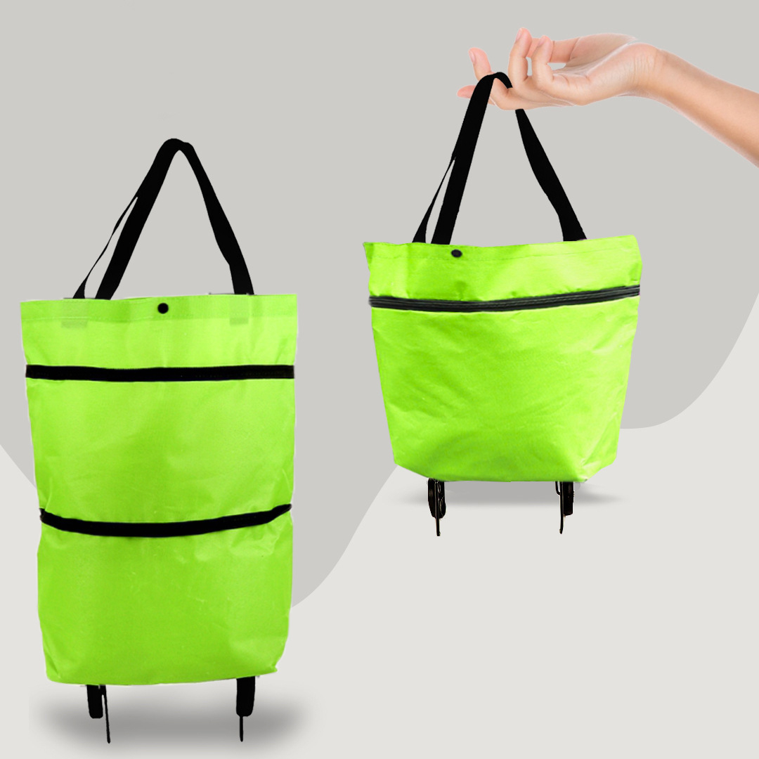 2-in-1 Convertible Shopping Bag with Wheels - CarryFlex-Green-Nora Luxe