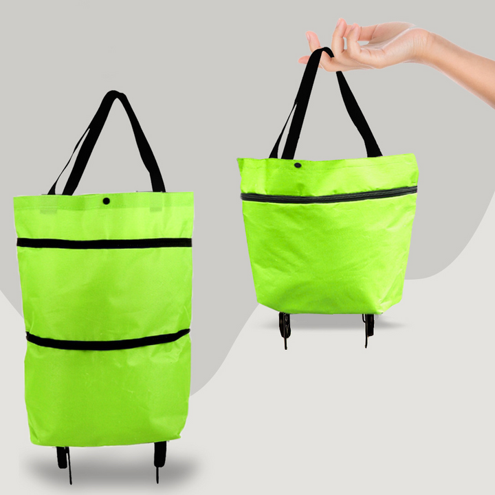 2-in-1 Convertible Shopping Bag with Wheels - CarryFlex-Green-Nora Luxe