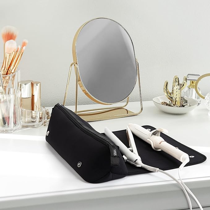 2-in-1 Hair Tools Travel Bag & Heat Resistant Mat-Black-Nora Luxe