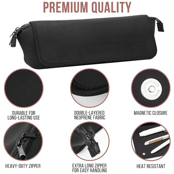 2-in-1 Hair Tools Travel Bag & Heat Resistant Mat-Black-Nora Luxe