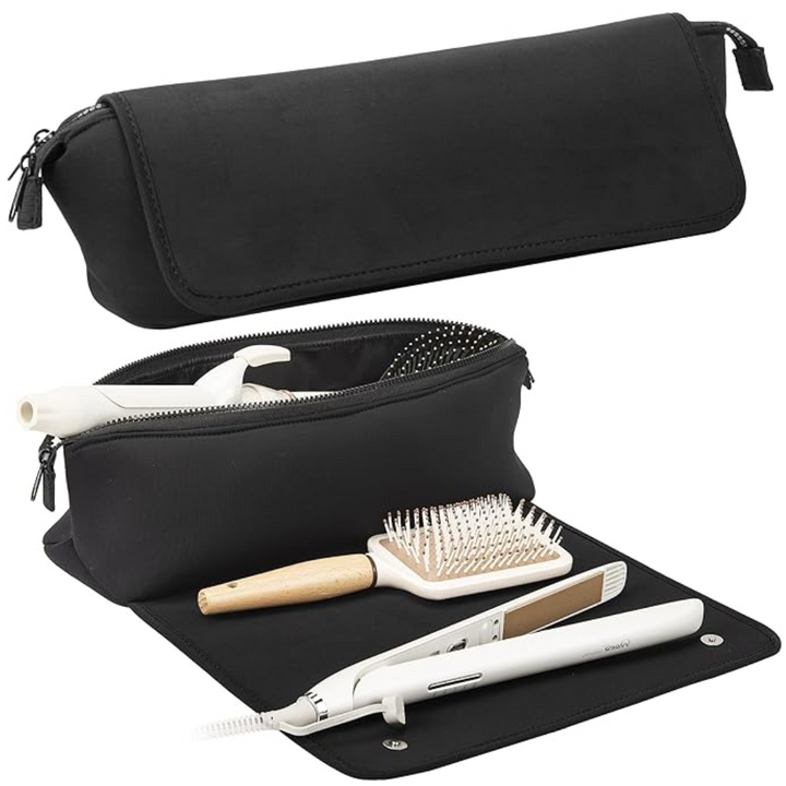 2-in-1 Hair Tools Travel Bag & Heat Resistant Mat-Black-Nora Luxe