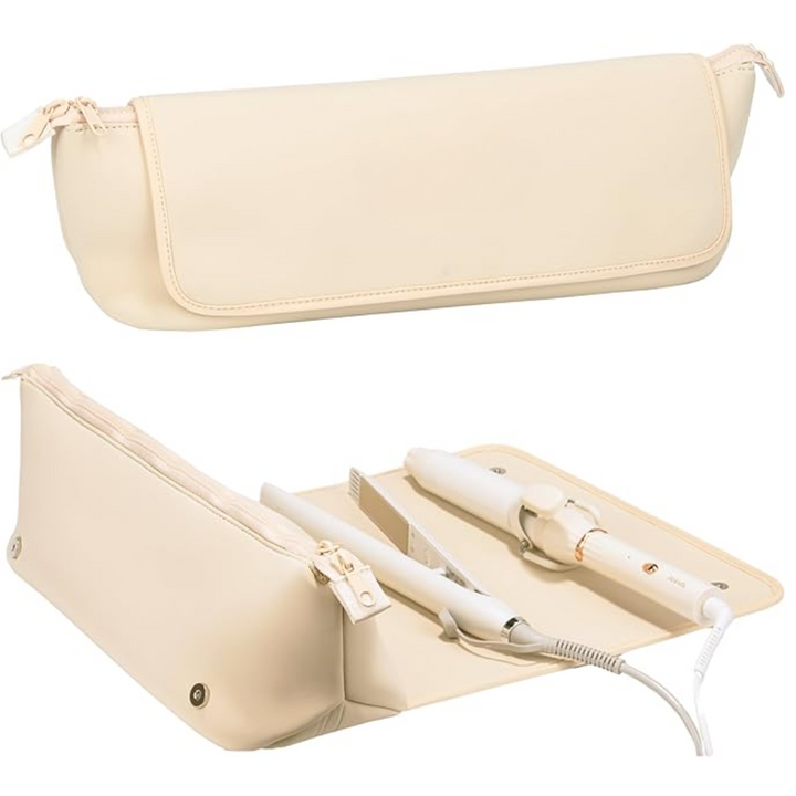 2-in-1 Hair Tools Travel Bag & Heat Resistant Mat-Ivory-Nora Luxe
