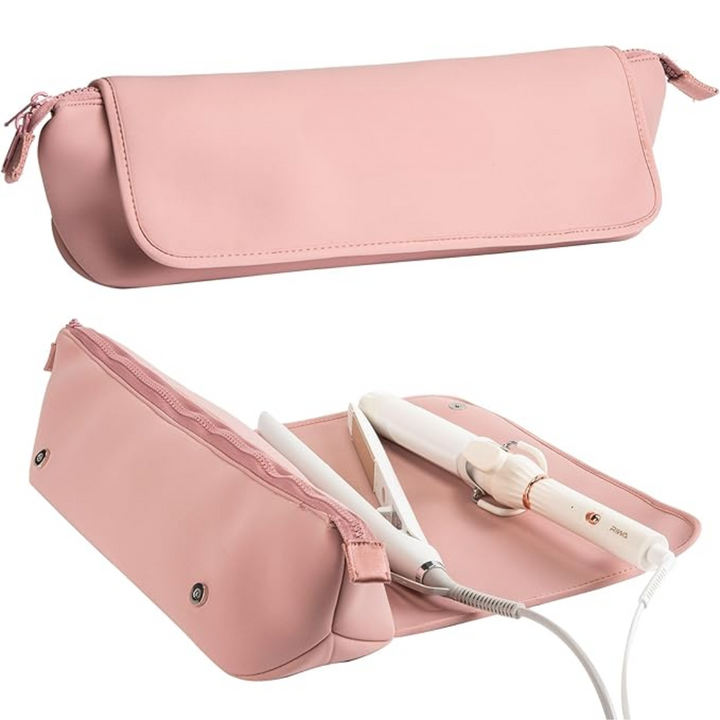 2-in-1 Hair Tools Travel Bag & Heat Resistant Mat-Pink-Nora Luxe
