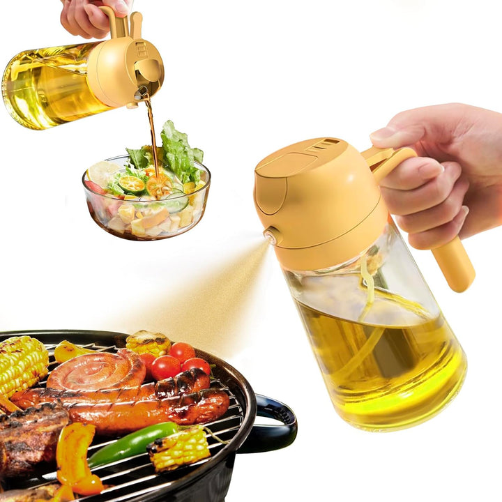2-in-1 Olive Oil Spray - Premium 470mL Glass Bottle-Yellow-Nora Luxe