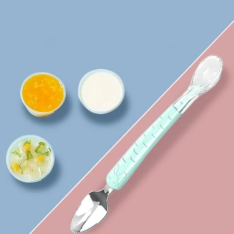2-in-1 Silicone Baby Spoon - TinyTasties-Blue-Blue-Nora Luxe