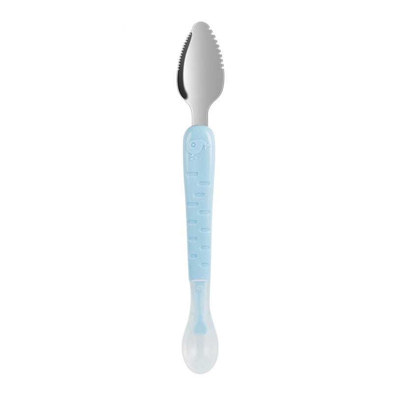 2-in-1 Silicone Baby Spoon - TinyTasties-Blue-Blue-Nora Luxe