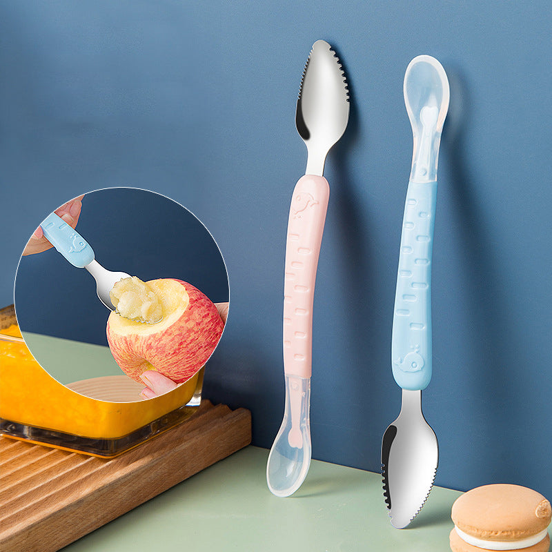 2-in-1 Silicone Baby Spoon - TinyTasties-Blue-Blue-Nora Luxe