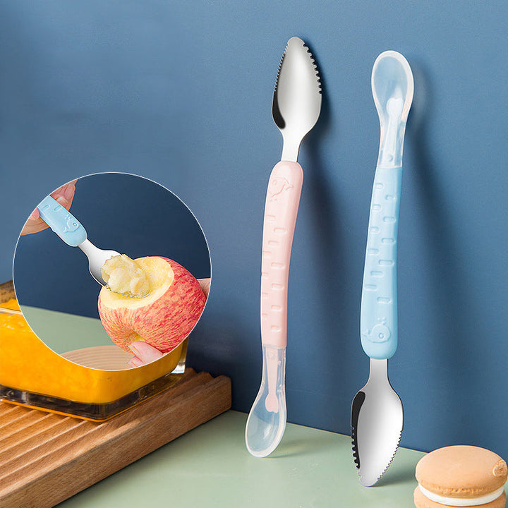 2-in-1 Silicone Baby Spoon - TinyTasties-Blue-Blue-Nora Luxe