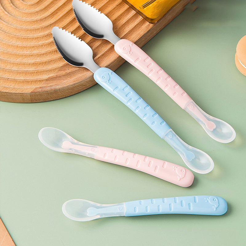 2-in-1 Silicone Baby Spoon - TinyTasties-Blue-Blue-Nora Luxe