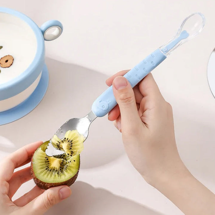 2-in-1 Silicone Baby Spoon - TinyTasties-Blue-Blue-Nora Luxe