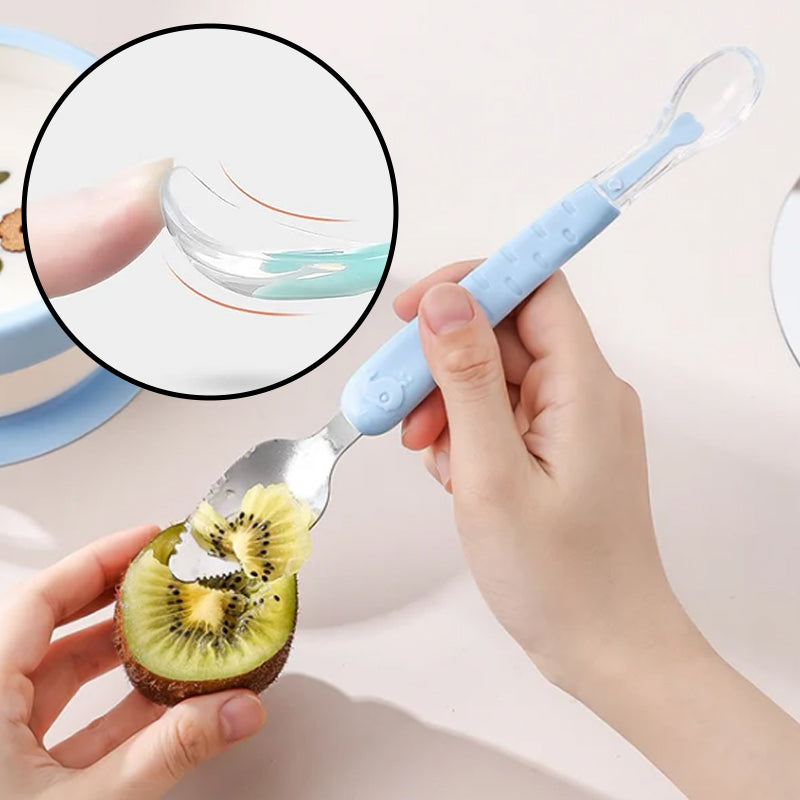 2-in-1 Silicone Baby Spoon - TinyTasties-Blue-Blue-Nora Luxe