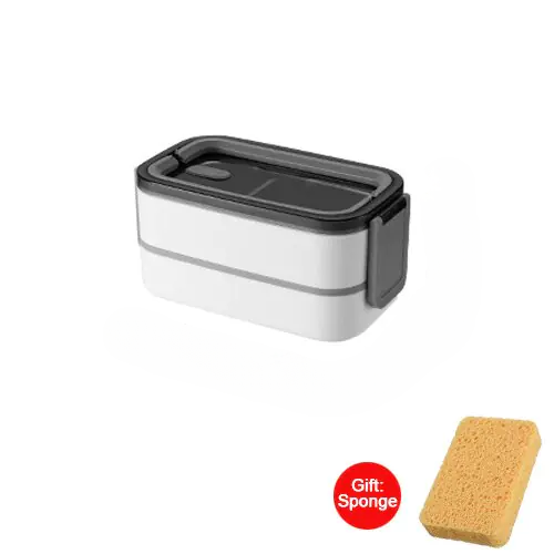 2-Layer Stainless Steel Bento Lunchbox - MealMate-White-Nora Luxe