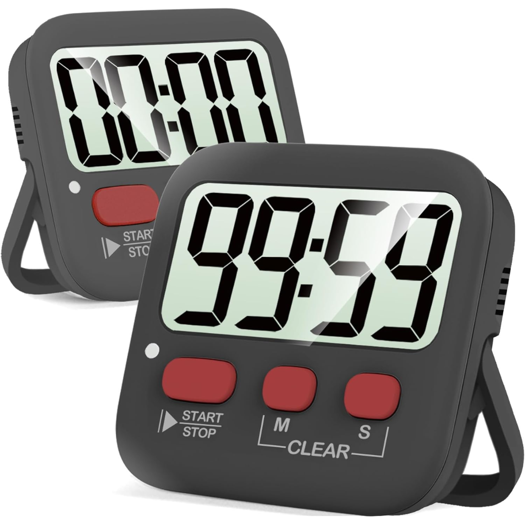 2-Pack Digital Kitchen Timers - KitchenTick-Black-Nora Luxe
