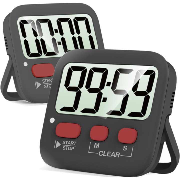 2-Pack Digital Kitchen Timers - KitchenTick-Black-Nora Luxe