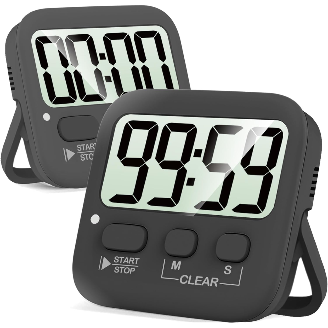 2-Pack Digital Kitchen Timers - KitchenTick-Completely black-Nora Luxe