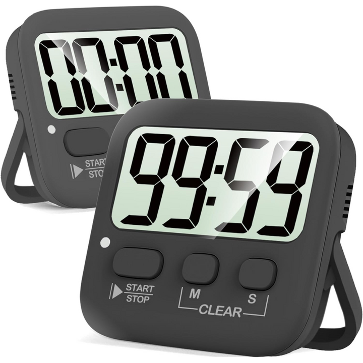 2-Pack Digital Kitchen Timers - KitchenTick-Completely black-Nora Luxe