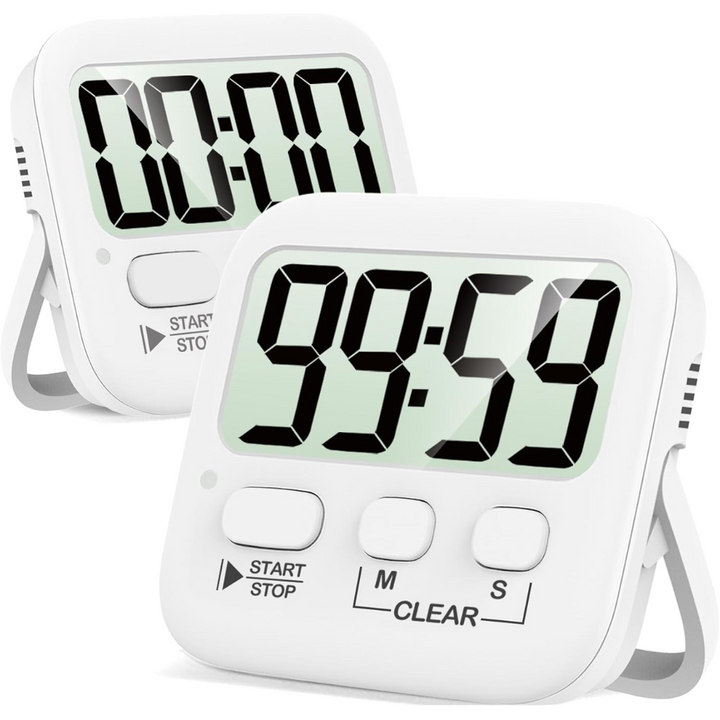 2-Pack Digital Kitchen Timers - KitchenTick-Completely white-Nora Luxe