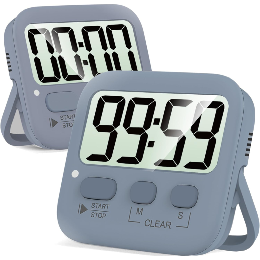 2-Pack Digital Kitchen Timers - KitchenTick-Grey-Nora Luxe