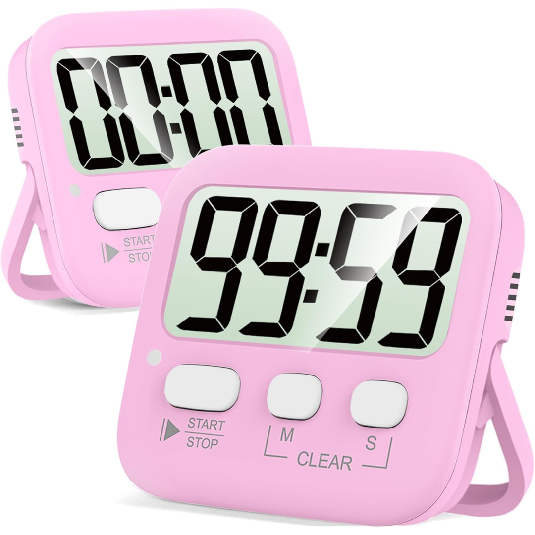 2-Pack Digital Kitchen Timers - KitchenTick-Pink-Nora Luxe