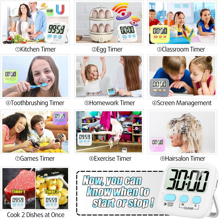 2-Pack Digital Kitchen Timers - KitchenTick-White-Nora Luxe