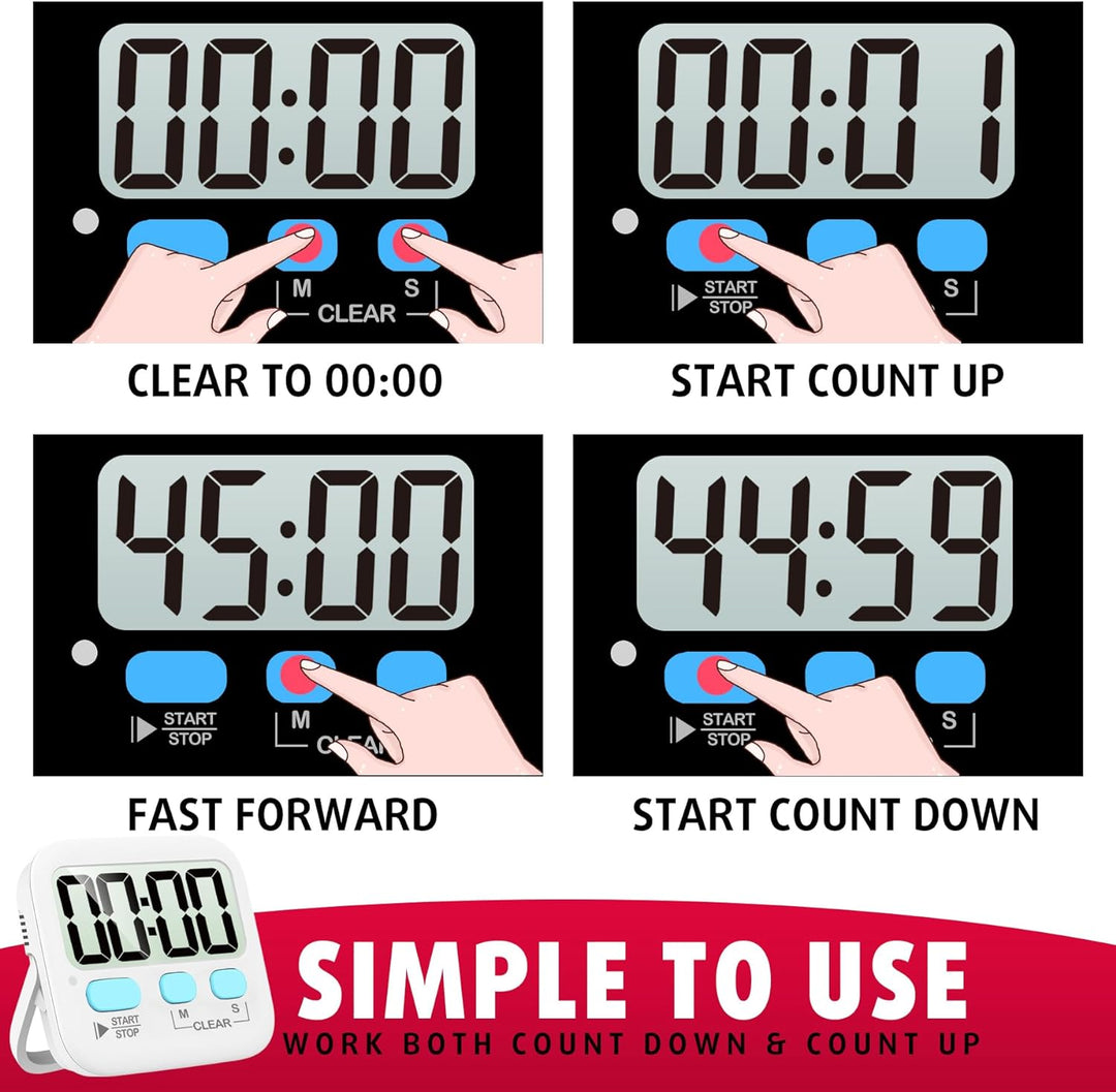2-Pack Digital Kitchen Timers - KitchenTick-White-Nora Luxe