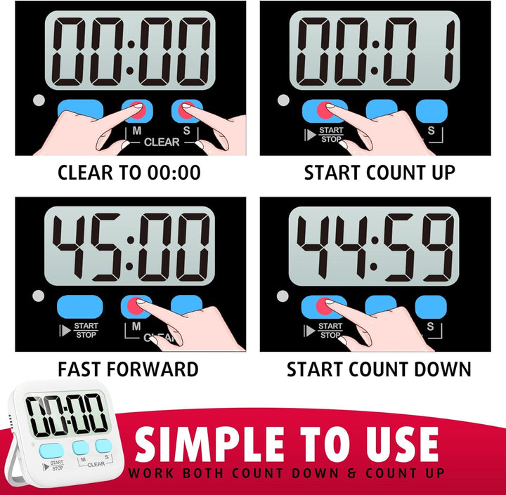 2-Pack Digital Kitchen Timers - KitchenTick-White-Nora Luxe