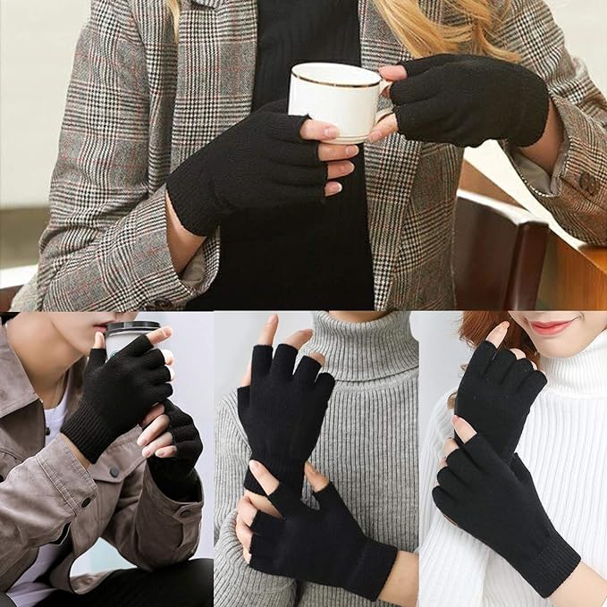 2-Pack Winter Knitted Fingerless Gloves - WarmFlex Set-Nora Luxe
