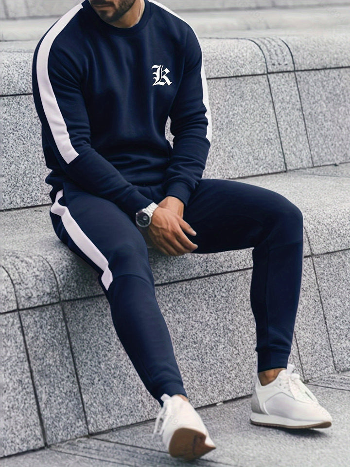 2-Piece Color Block Sport Outfit Set - Elias-Dark blue-S-Nora Luxe
