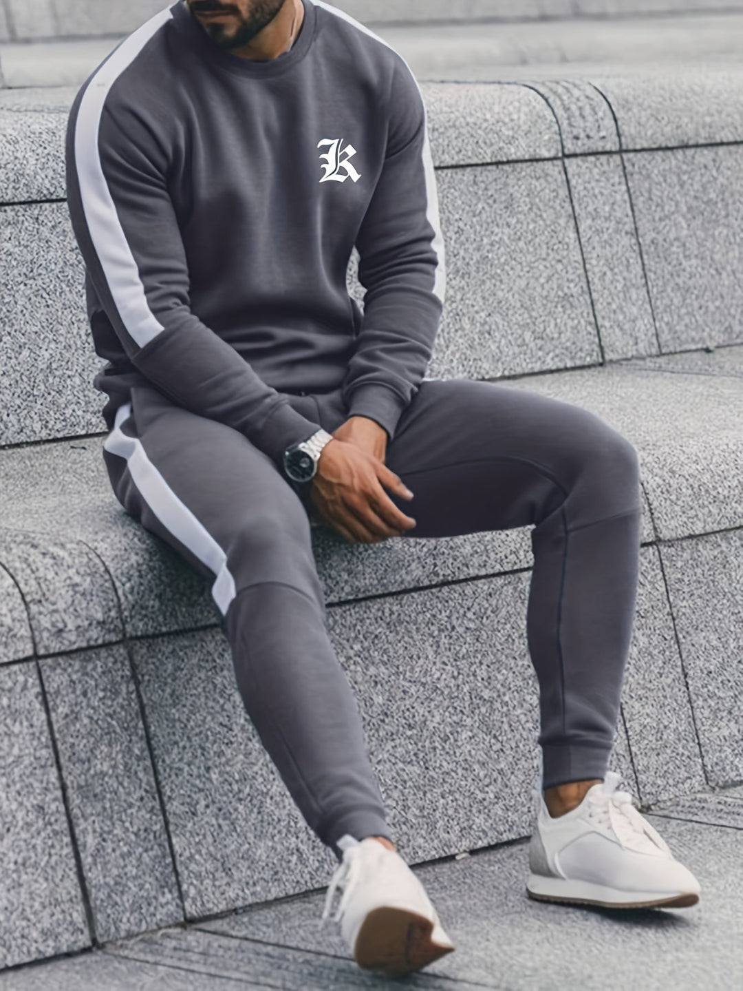 2-Piece Color Block Sport Outfit Set - Elias-Dark gray-S-Nora Luxe