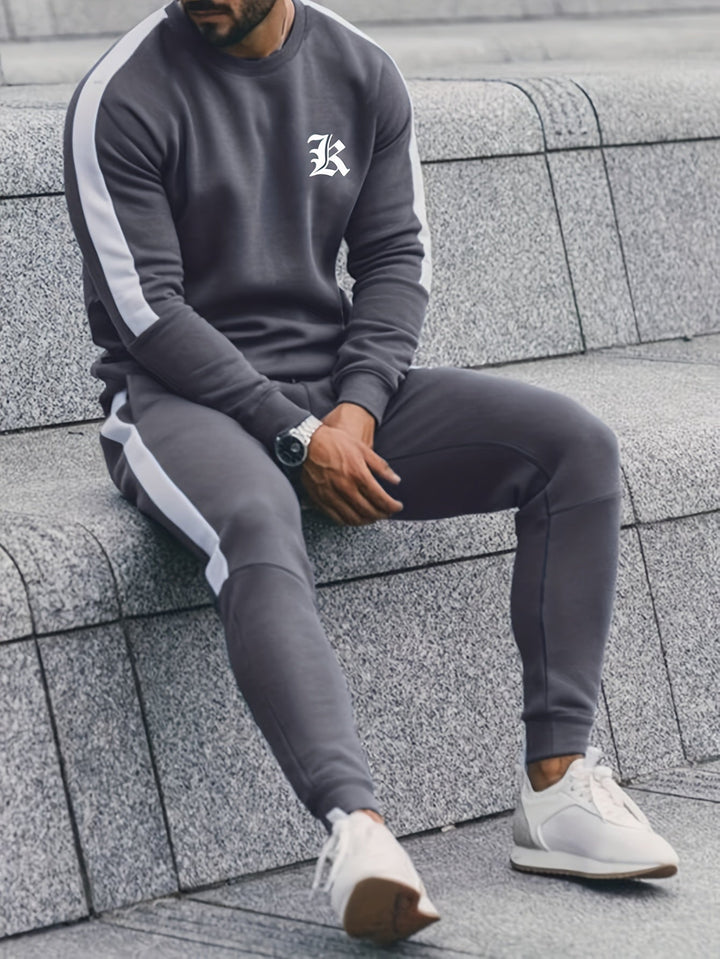 2-Piece Color Block Sport Outfit Set - Elias-Dark gray-S-Nora Luxe