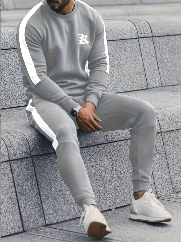 2-Piece Color Block Sport Outfit Set - Elias-Light gray-S-Nora Luxe