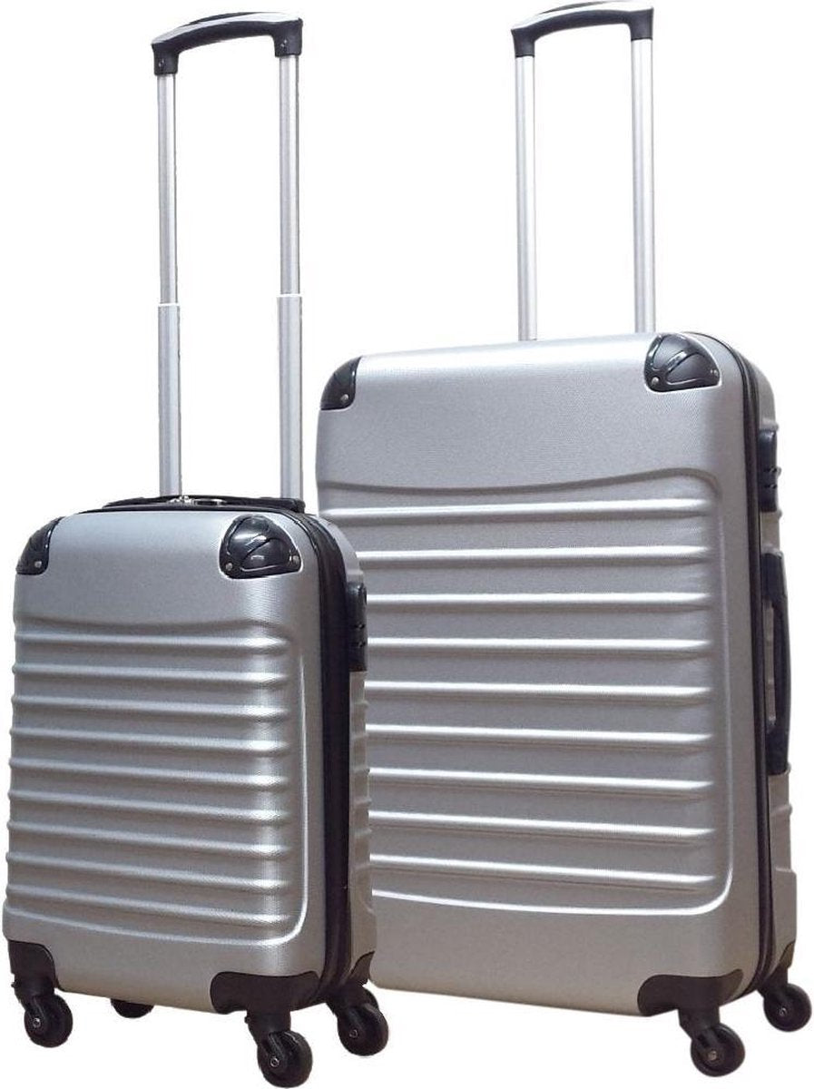 2-piece hard-shell suitcase set – Milano Silver-Nora Luxe
