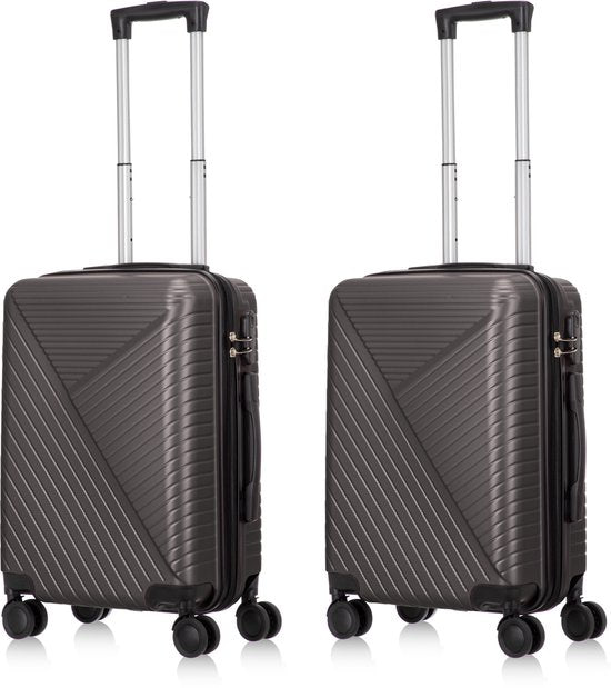 2-piece hard shell suitcase set – Santorini-Gray-2x S (39 L)-Nora Luxe