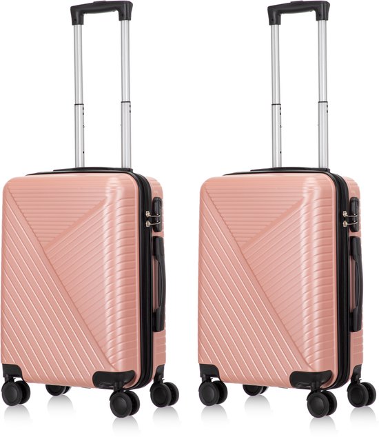 2-piece hard shell suitcase set – Santorini-Pink-2x S (39 L)-Nora Luxe