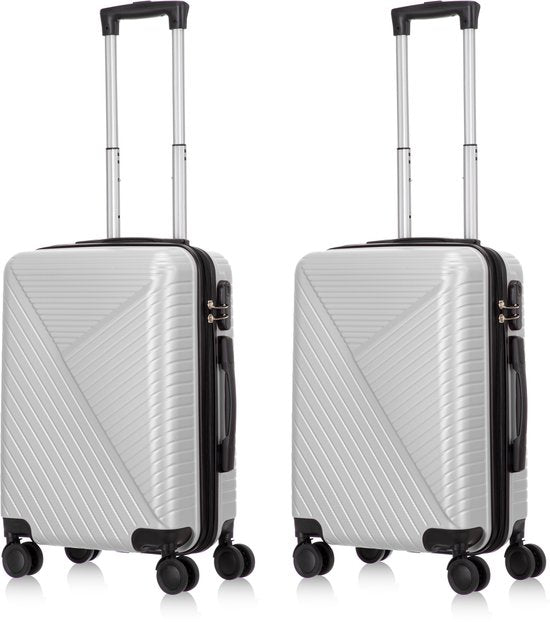2-piece hard shell suitcase set – Santorini-Silver-2x S (39 L)-Nora Luxe