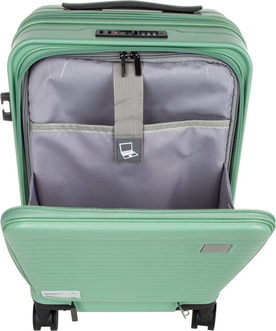 2-piece hard-shell suitcase set with laptop compartment – Berlin-Light green-Nora Luxe