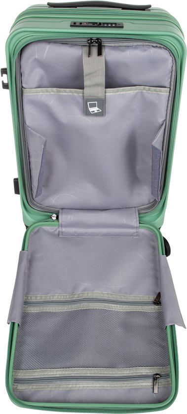 2-piece hard-shell suitcase set with laptop compartment – Berlin-Light green-Nora Luxe