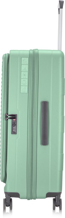 2-piece hard-shell suitcase set with laptop compartment – Berlin-Light green-Nora Luxe
