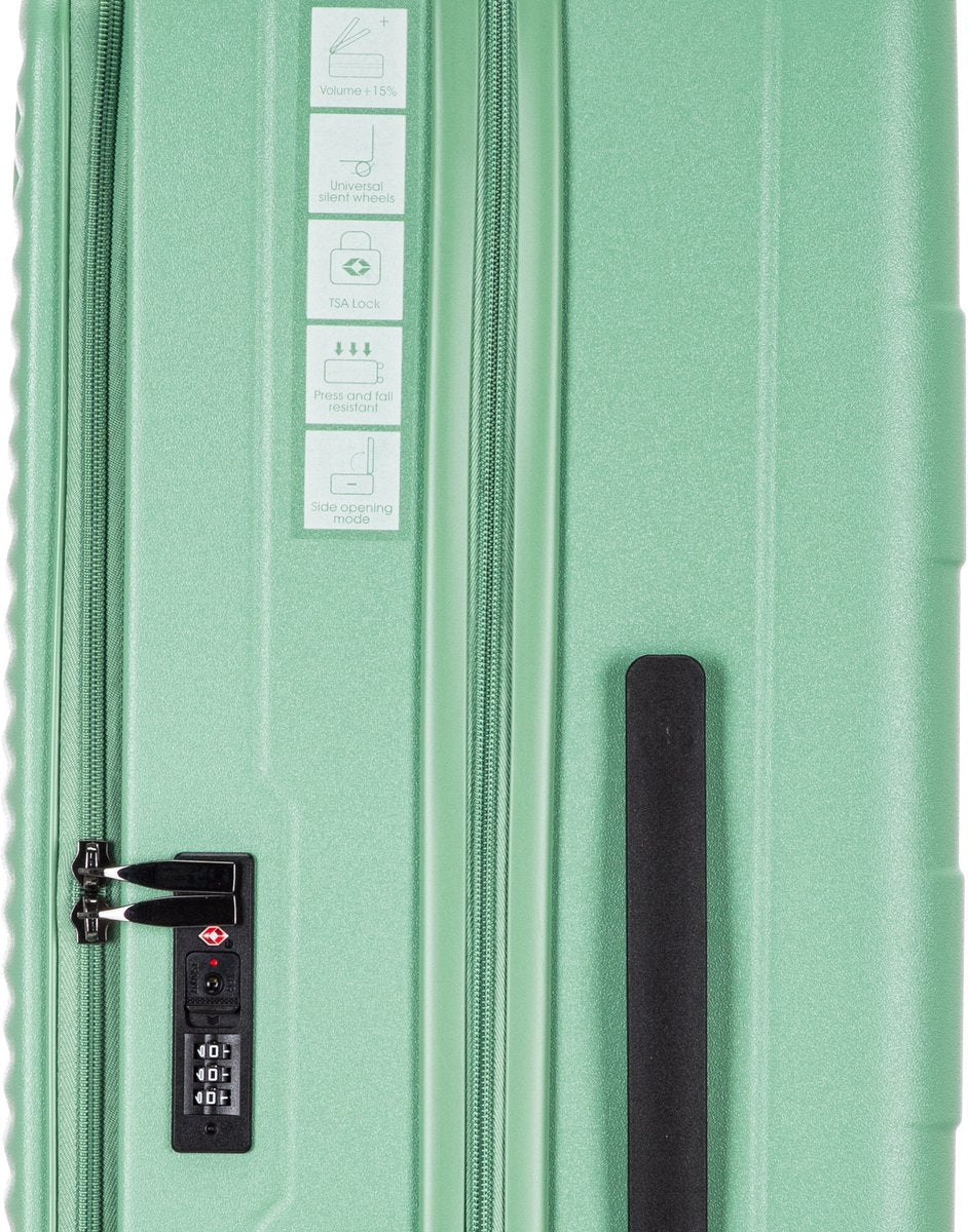 2-piece hard-shell suitcase set with laptop compartment – Berlin-Light green-Nora Luxe