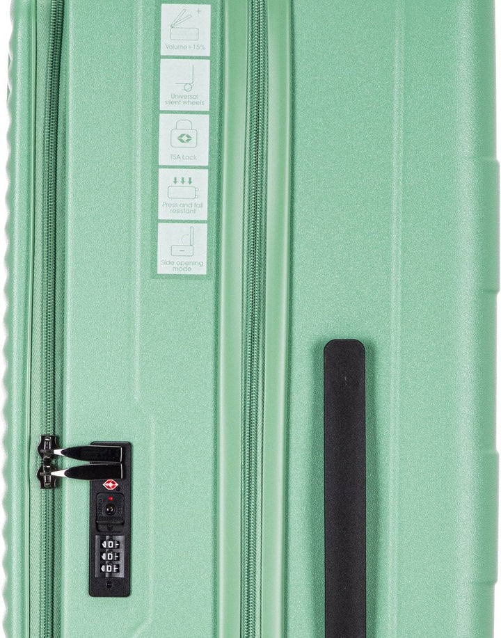 2-piece hard-shell suitcase set with laptop compartment – Berlin-Light green-Nora Luxe