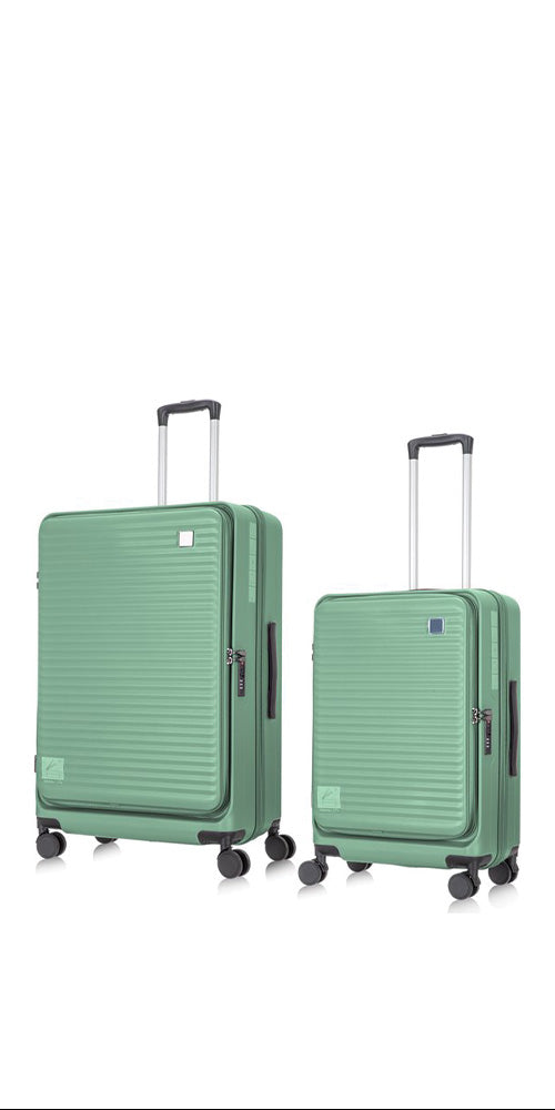 2-piece hard-shell suitcase set with laptop compartment – Berlin-Light green-Nora Luxe