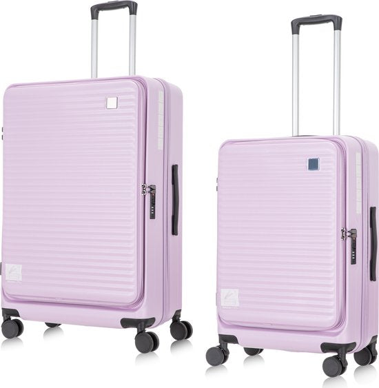 2-piece hard-shell suitcase set with laptop compartment – Berlin-Purple-Nora Luxe
