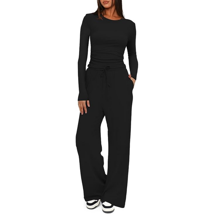 2-Piece Ladies Lounge Set - Lieke-Black-29.13 inches-XS-Nora Luxe