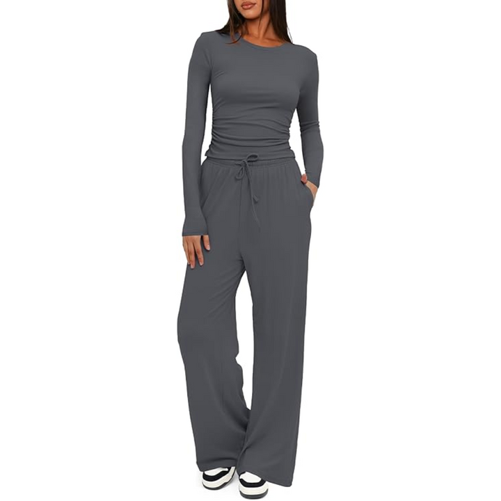 2-Piece Ladies Lounge Set - Lieke-Gray-29.13 inches-XS-Nora Luxe