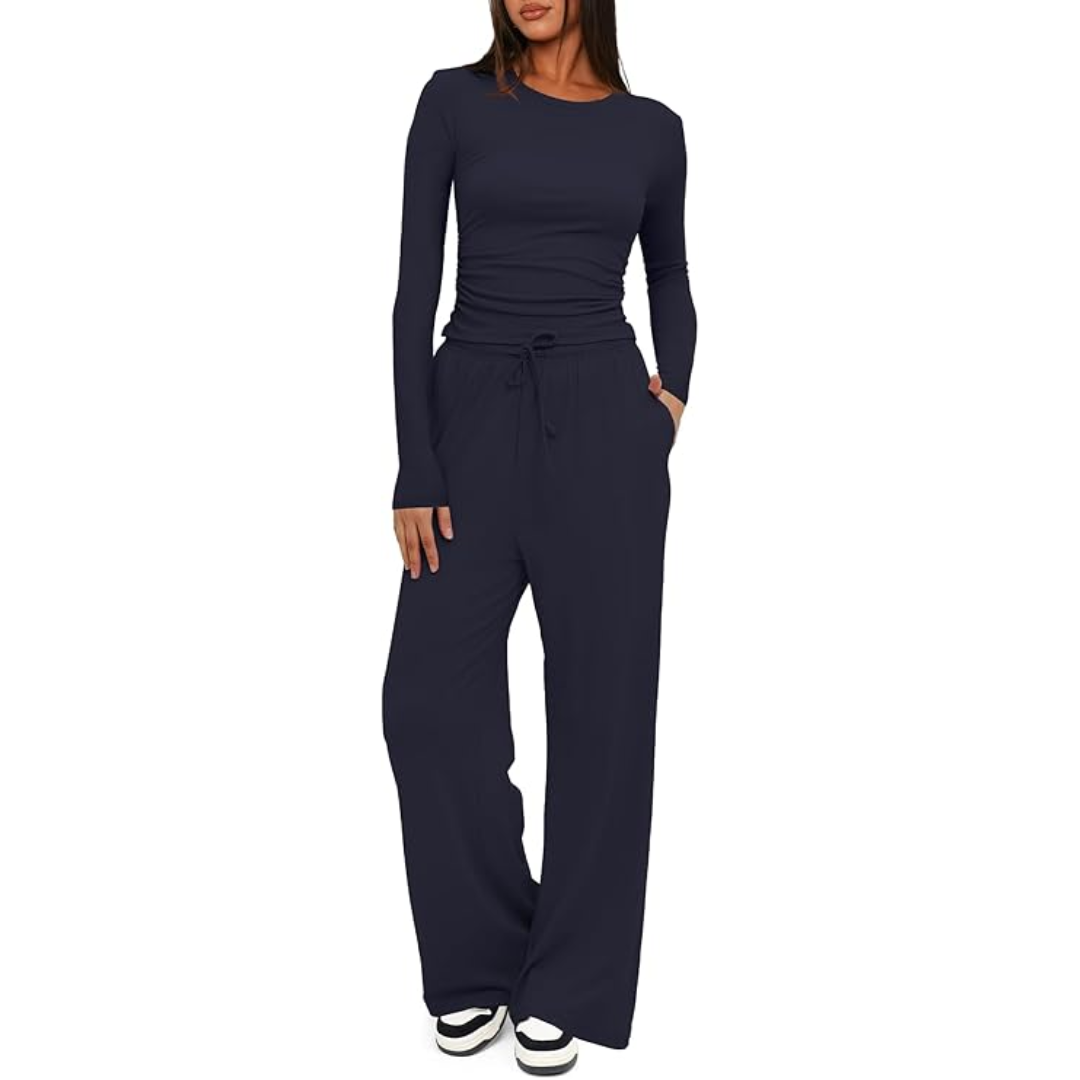 2-Piece Ladies Lounge Set - Lieke-Marine Blue-29.13 inches-XS-Nora Luxe
